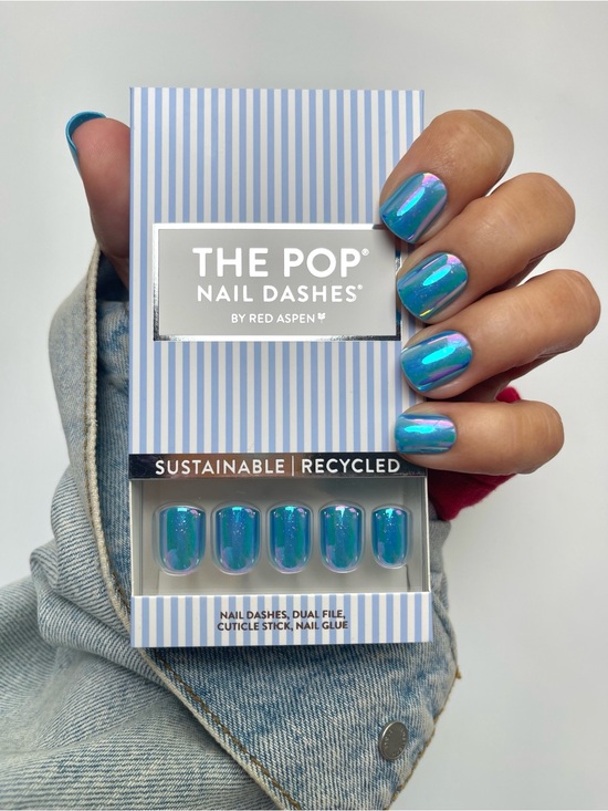 Red Aspen Other - The Pop Nail Dashes by Red Aspen — Hologram Iridescent Blue Press-On Nails